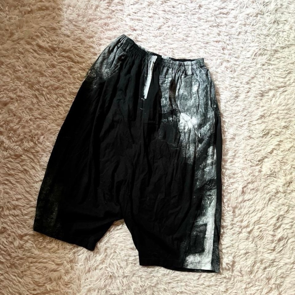 Moyuru Abstract Boho Grunge Oversized Acid Wash Harem Shorts Unisex M Edgy Indie